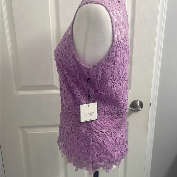 Laundry By Shelli Segal Purple Lace Sleeveless Blouse. Fitted Sz S - Picture 7 of 10